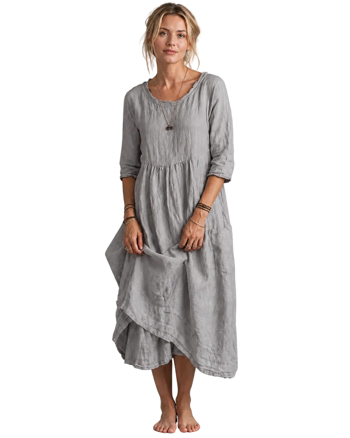 Damernas Midikjol med Vintage-inspirerad Design i Naturlig Blandning