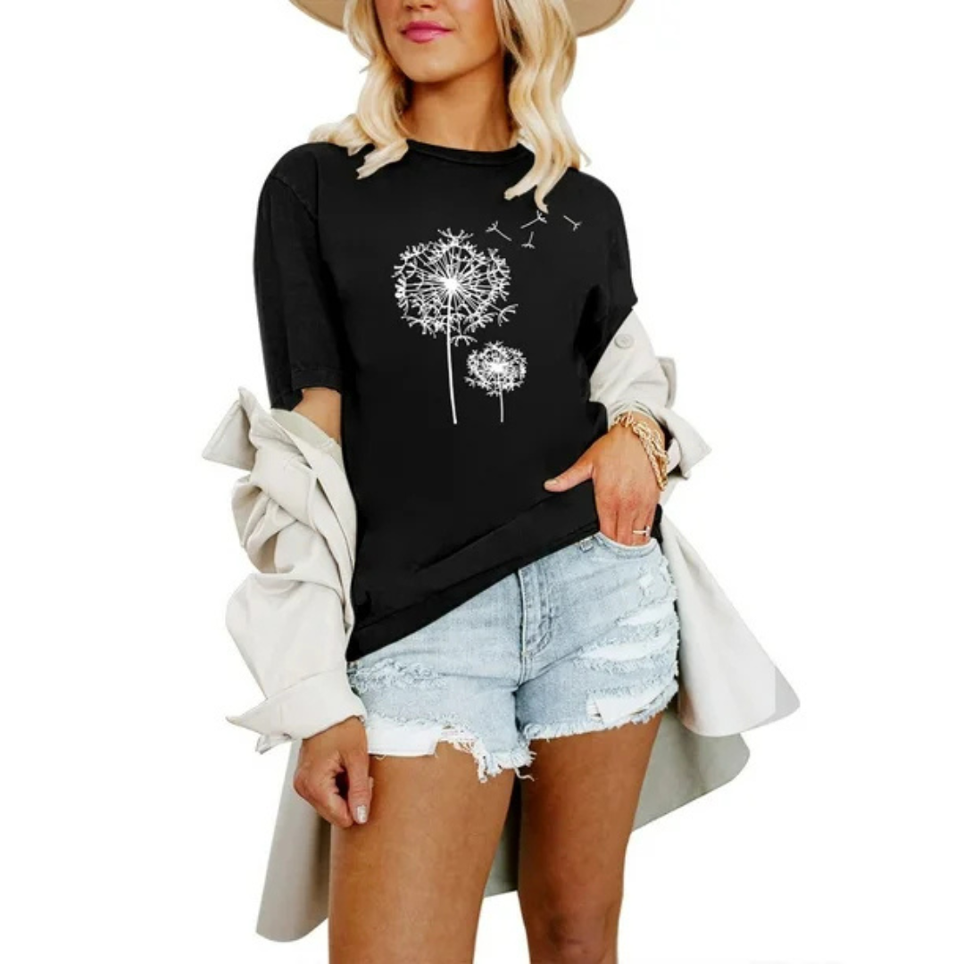 Maskrostryck T-shirt med rund hals