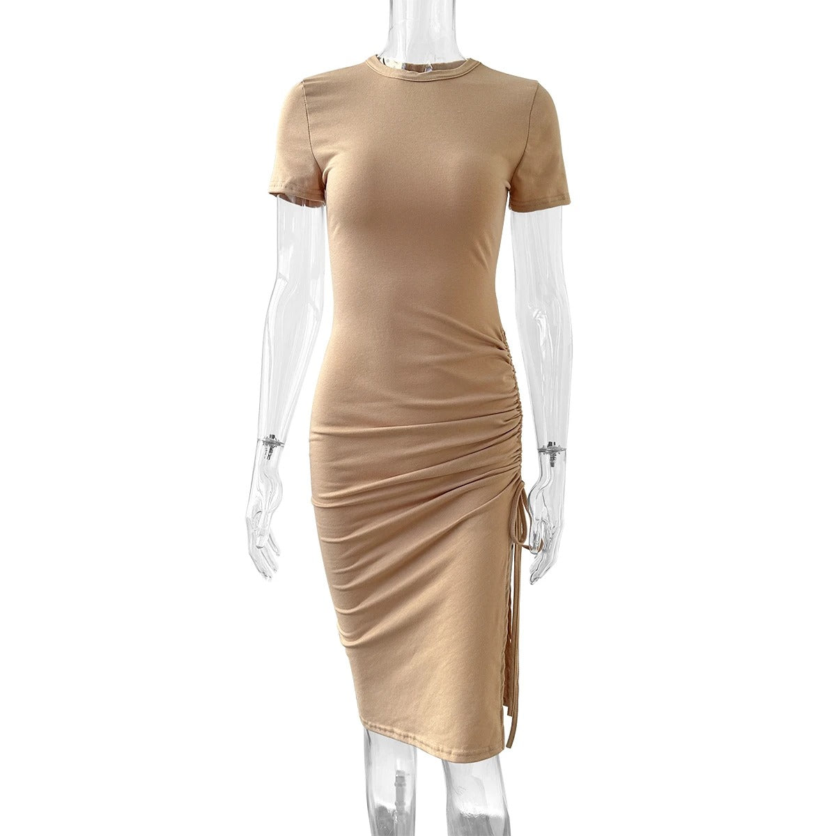 Kortärmad klänning med sidodelning för kvinnor