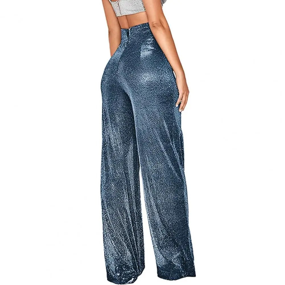 Byxor med vida ben och hög midja för kvinnor