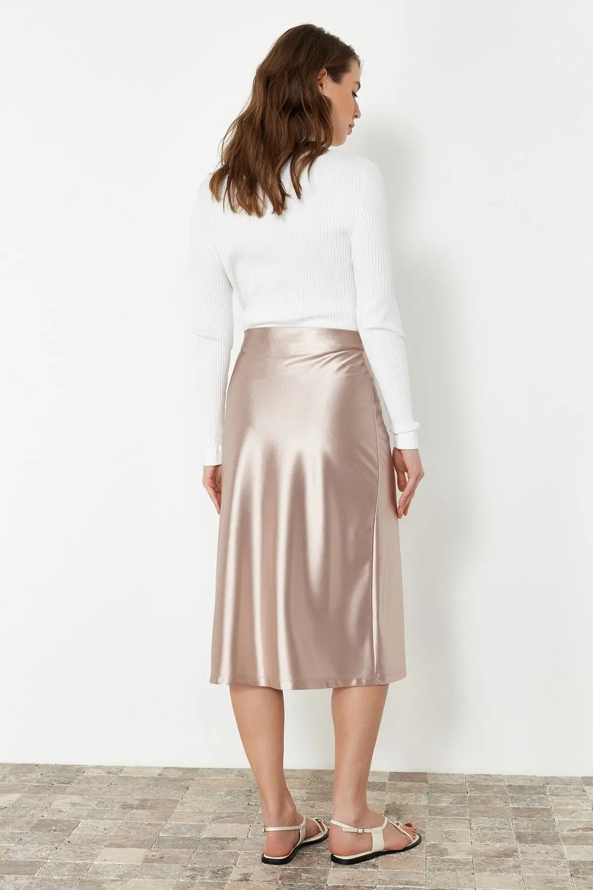 Kvinnors Casual Knit Plisserad kjol