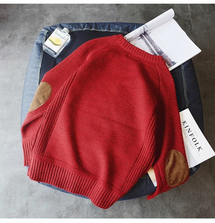 Oversized patchstickad tröja för män