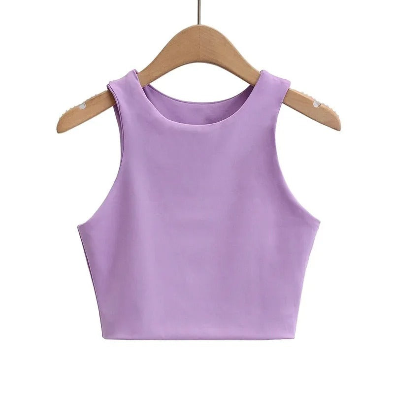 Ärmlös O-Neck Slim Fit Tank Top för kvinnor