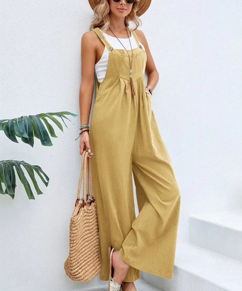 Baggy Bib Jumpsuit med vida ben för kvinnor