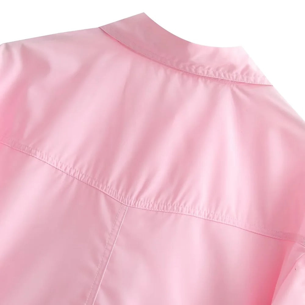 Lös beskuren poplinskjorta för kvinnor