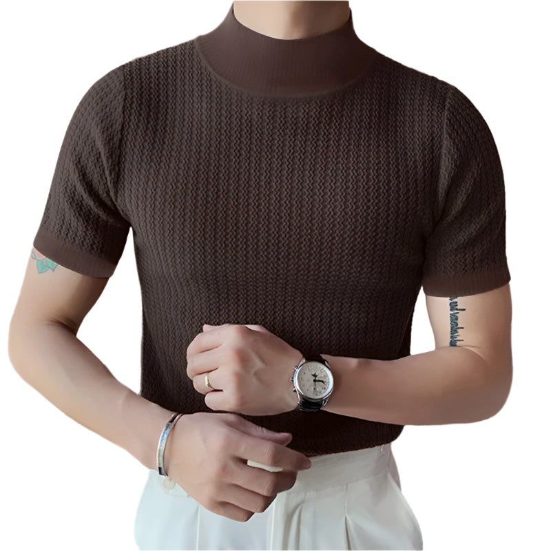 Höghalsad slim fit-T-shirt för herr