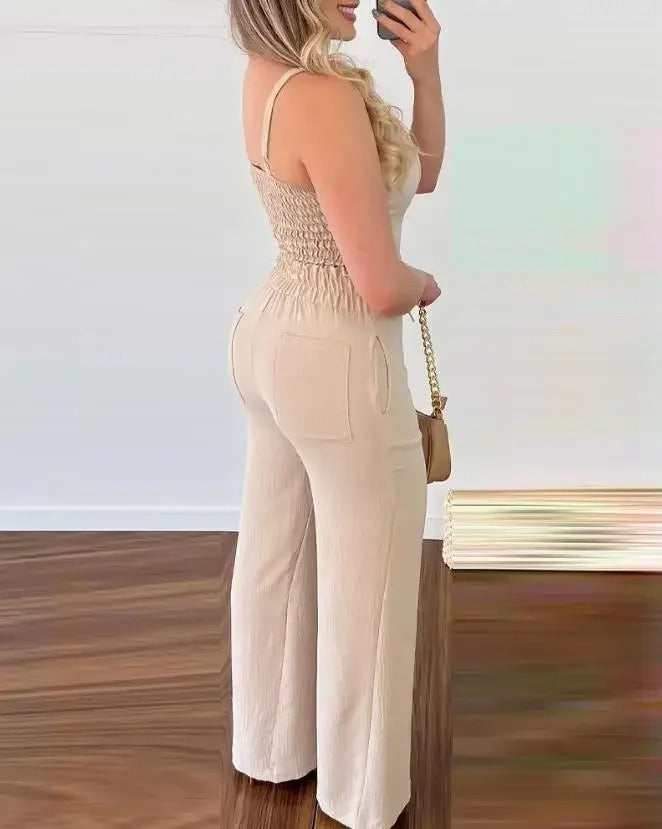 Spaghetti Strap V-Neck Backless Jumpsuit