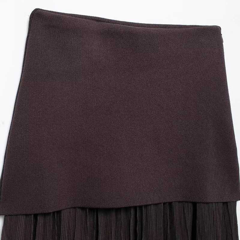 Plisserad midikjol för kvinnor med dragkedja i sidan