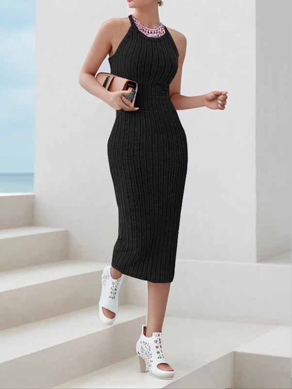 Halter Neck Bodycon Midiklänning för kvinnor