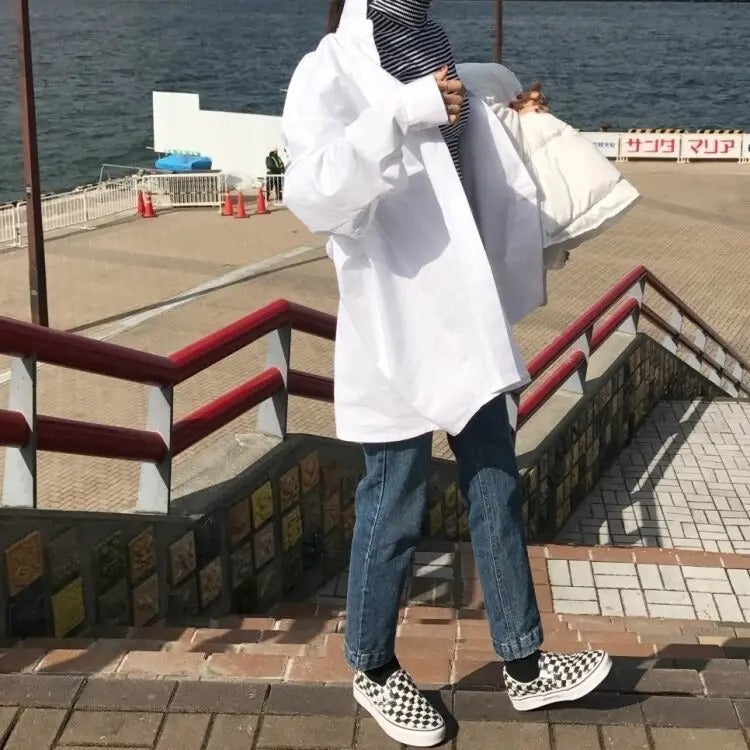 Överdimensionerad långärmad skjorta för kvinnor