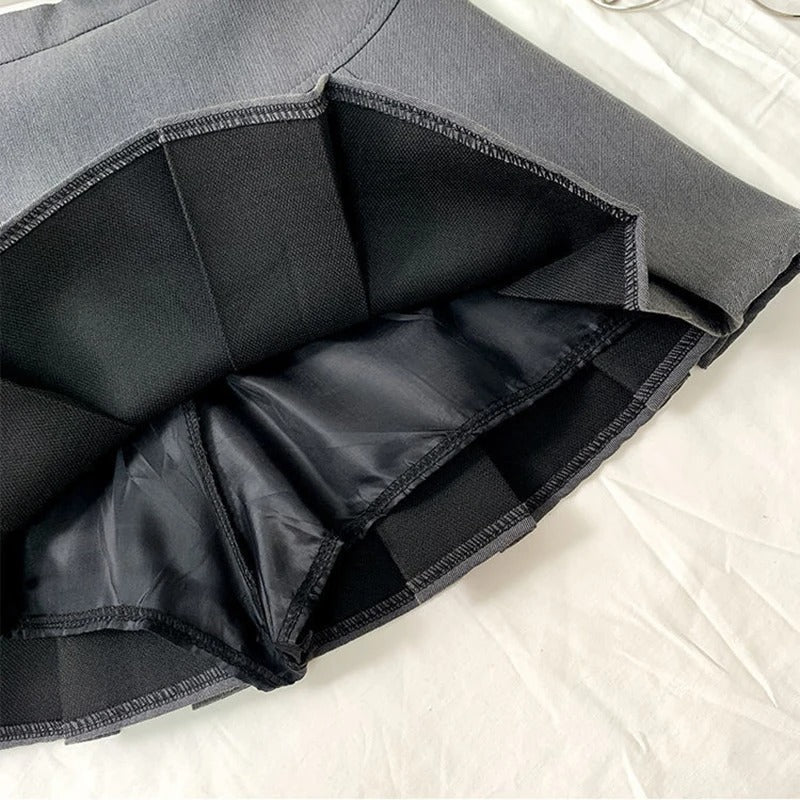 Veckad minikjol med hög midja för kvinnor