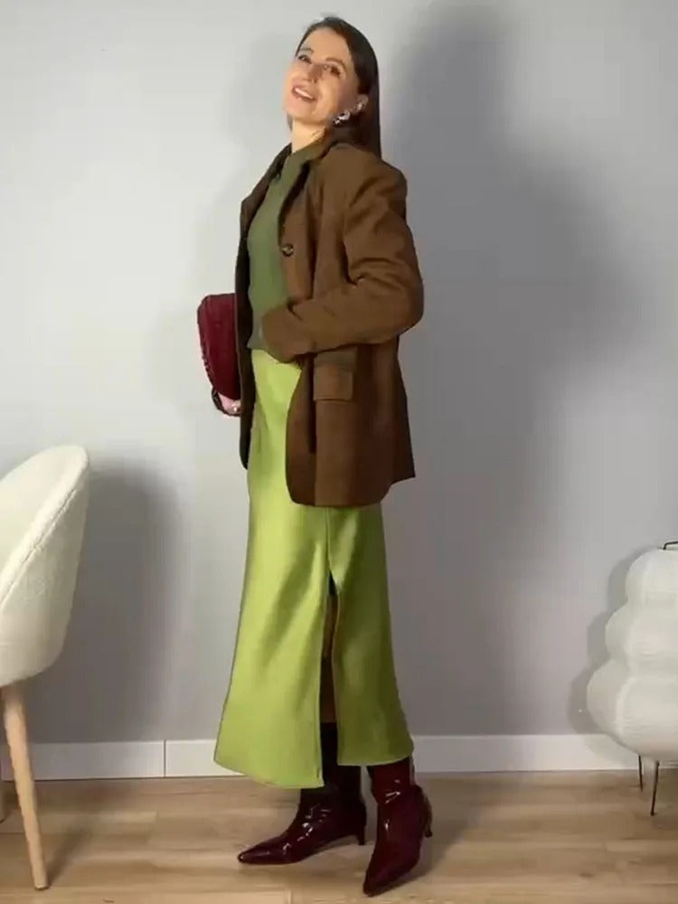 Kontorssilkekjol i A-linje för kvinnor