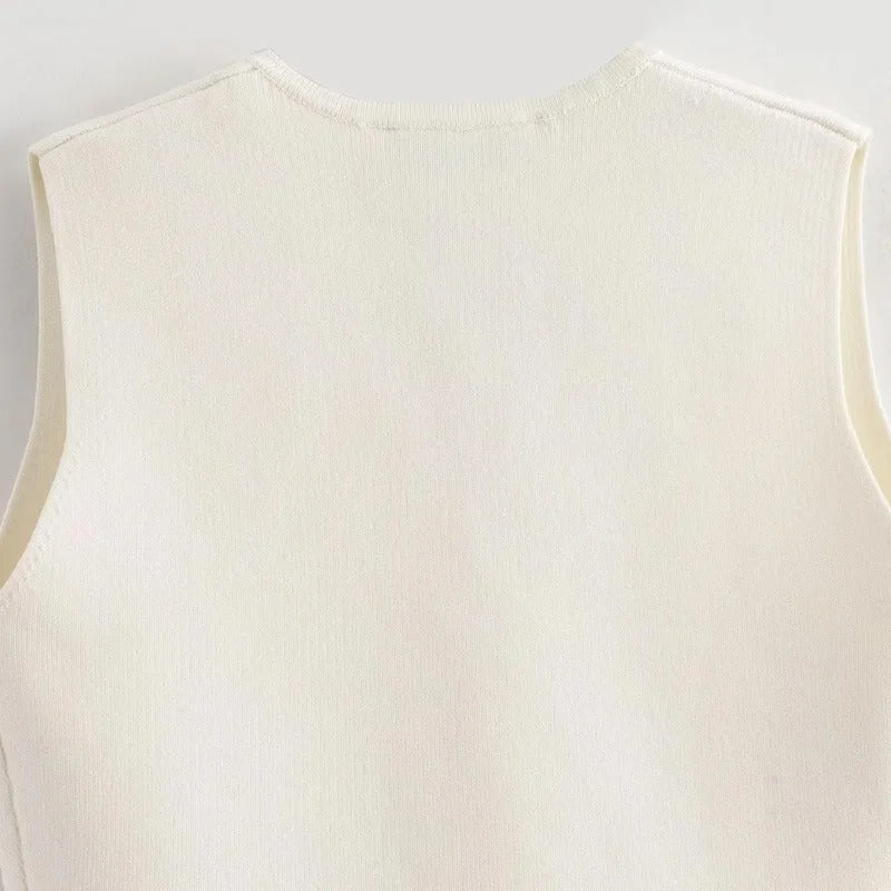 Stickat ärmlöst linne för kvinnor