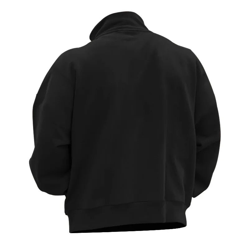 Sweatshirt med halv dragkedja och ståkrage för män