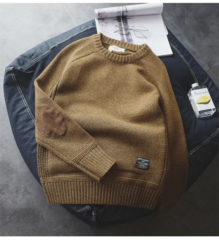 Oversized patchstickad tröja för män