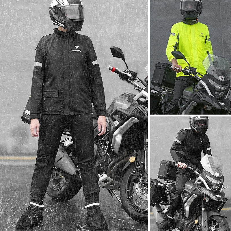 Reflekterande regndräkt för motorcykel