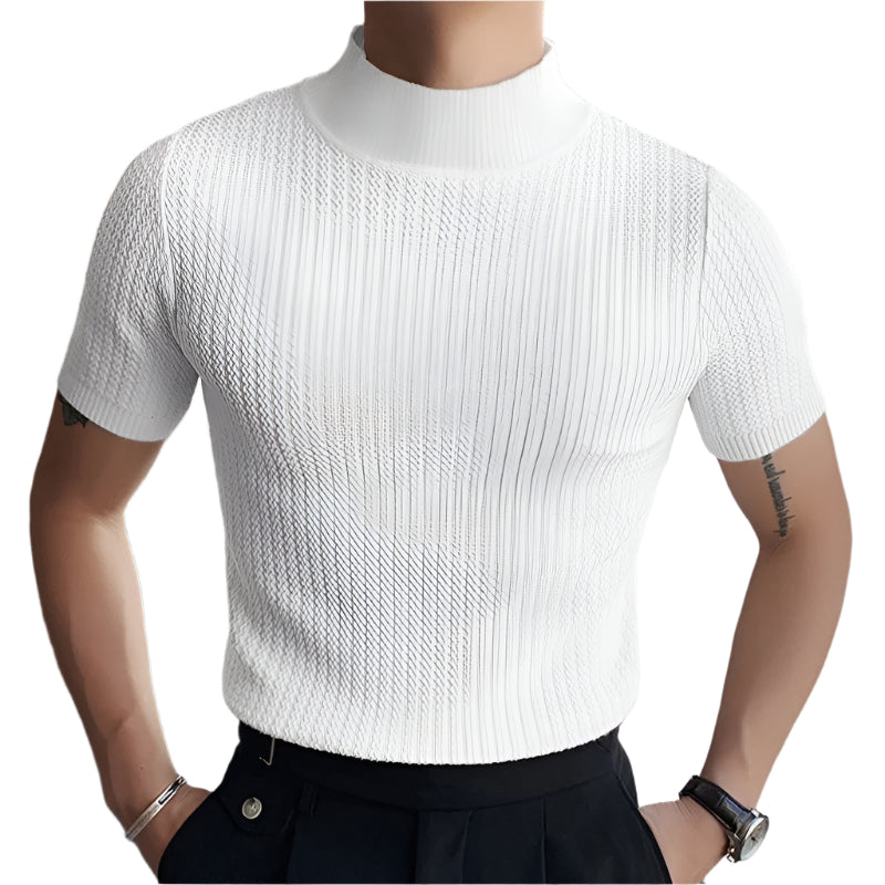 Höghalsad slim fit-T-shirt för herr
