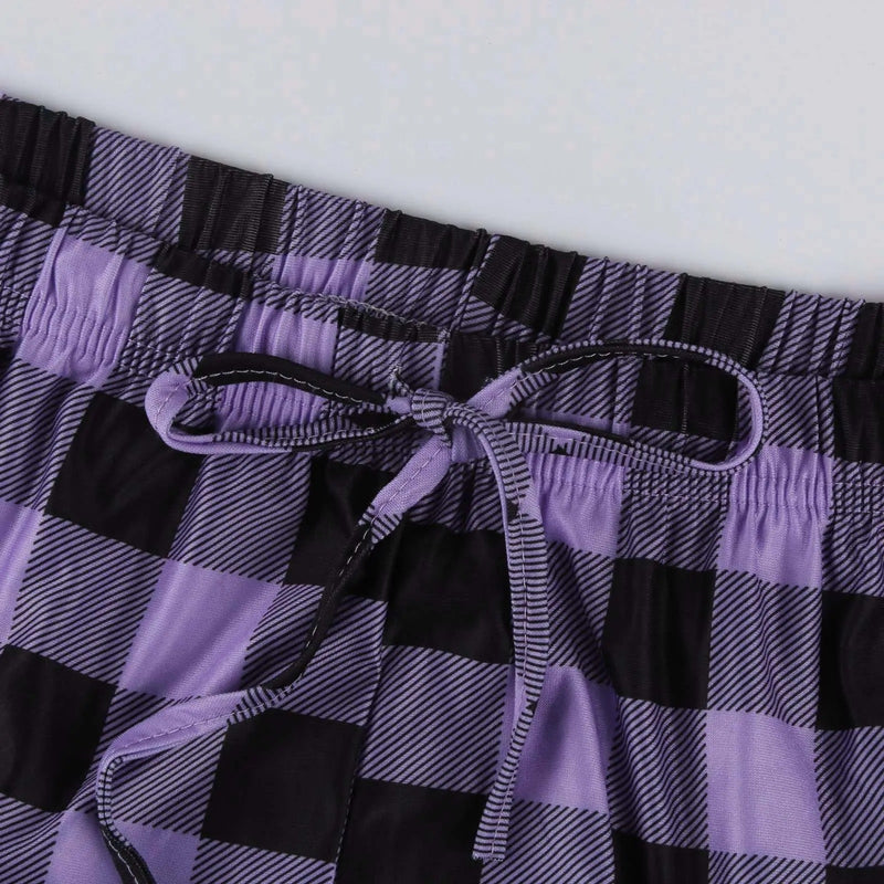 Rutig pyjamas med tryck för kvinnor