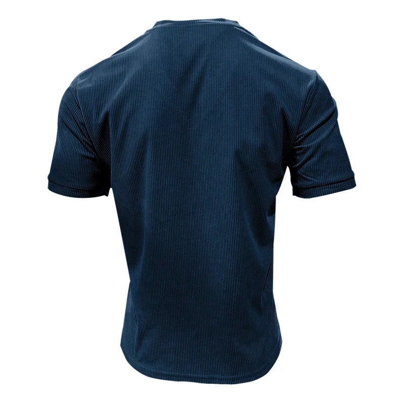 Herr T-shirt i corduroy med V-ringning