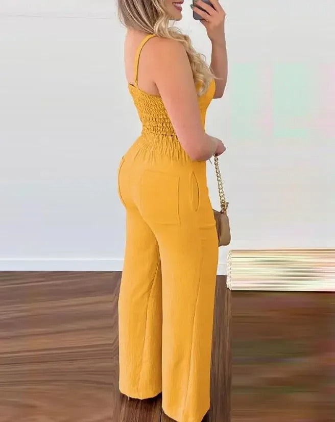 Spaghetti Strap V-Neck Backless Jumpsuit