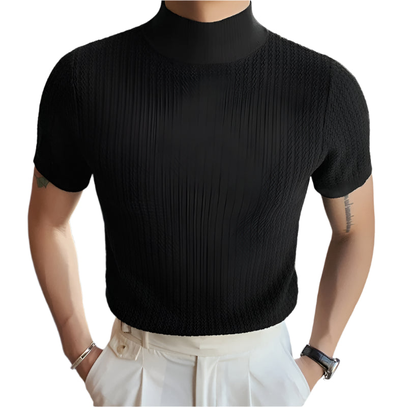 Höghalsad slim fit-T-shirt för herr