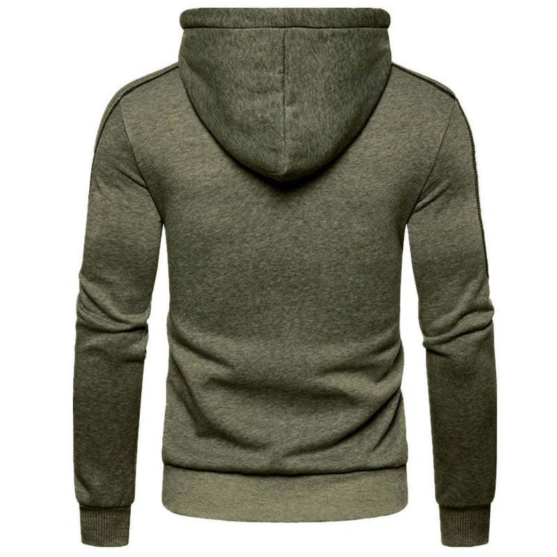 Pullover med huva och dragkedja för män