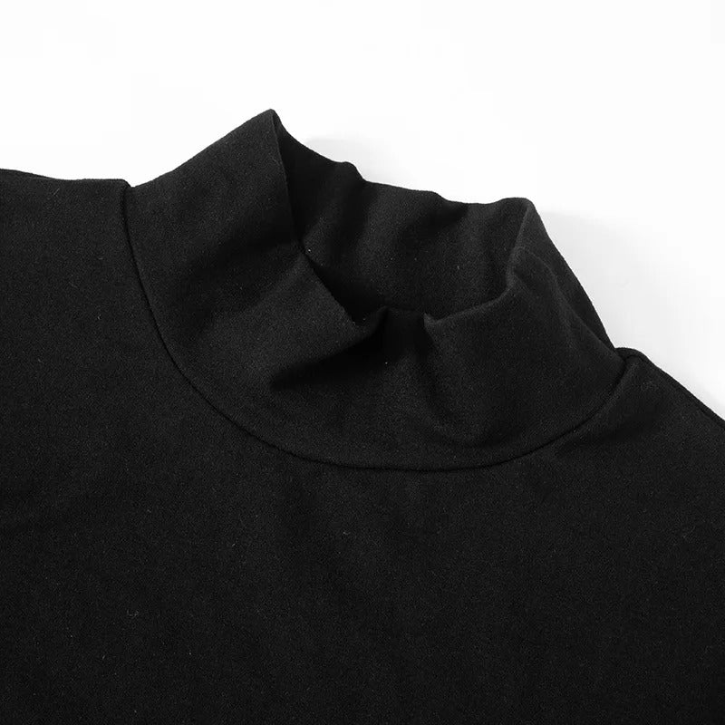 Patchwork-klänning med turtleneck för kvinnor