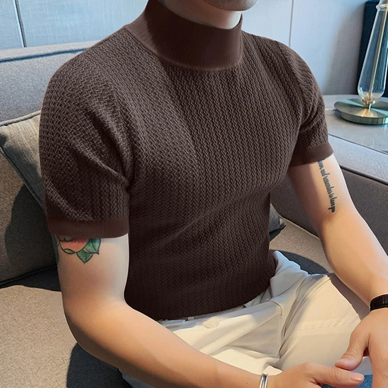 Höghalsad slim fit-T-shirt för herr