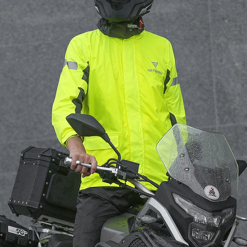 Reflekterande regndräkt för motorcykel