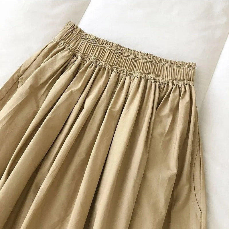 Midikjol med plisserad A-linje för kvinnor