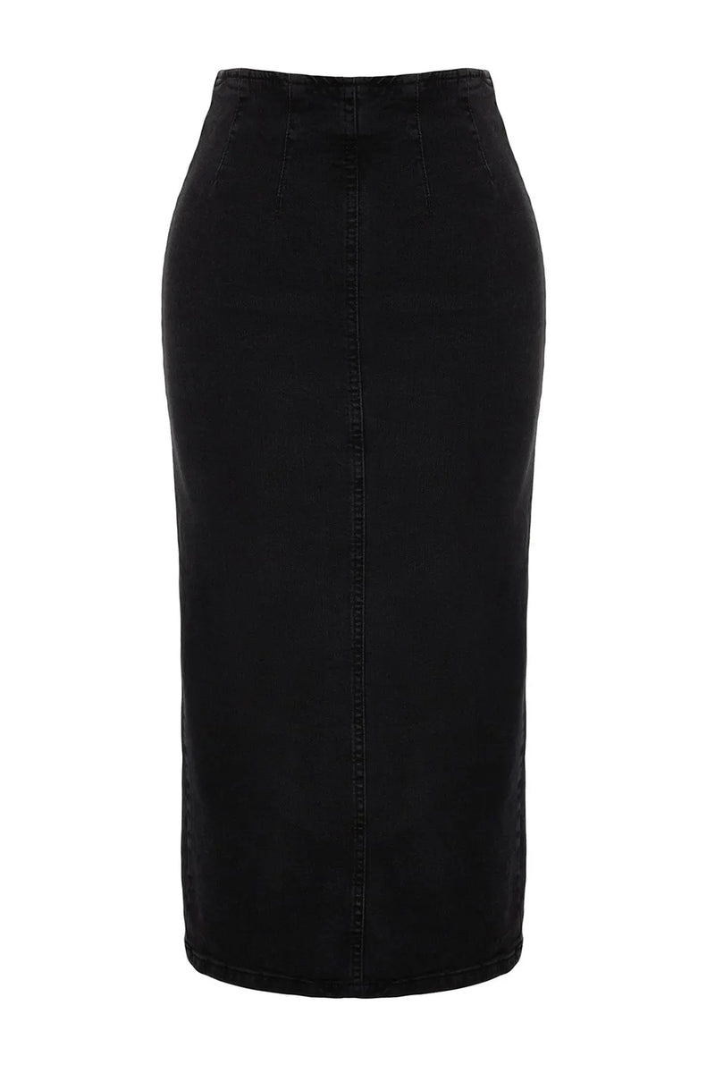 Midi Pencil Denim Kjol för kvinnor