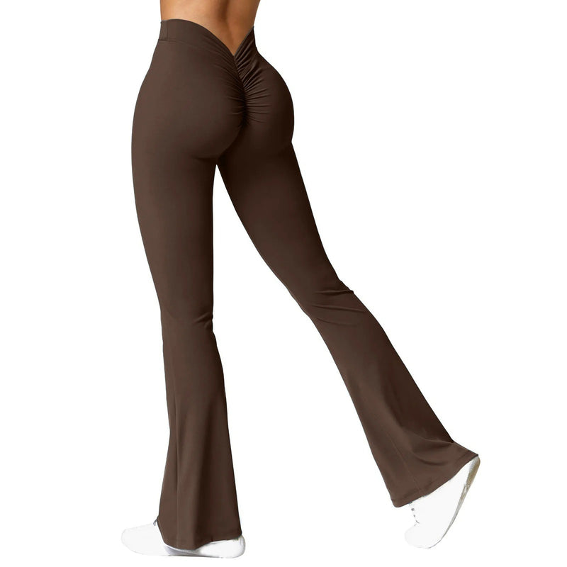 Leggings med hög midja och V-rygg för kvinnor
