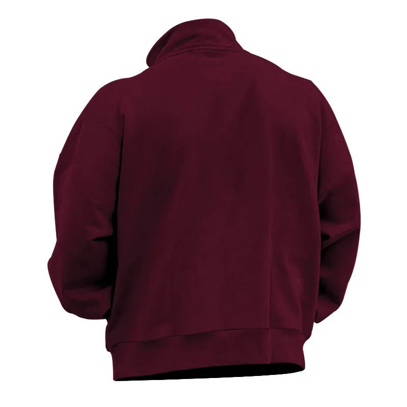 Sweatshirt med halv dragkedja och ståkrage för män