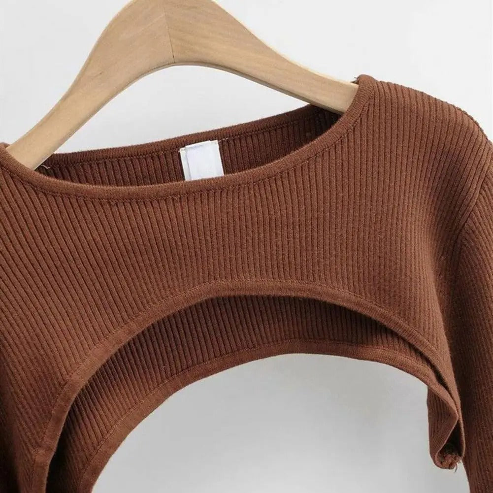 Mjukt Stickad Crop Top för kvinnor