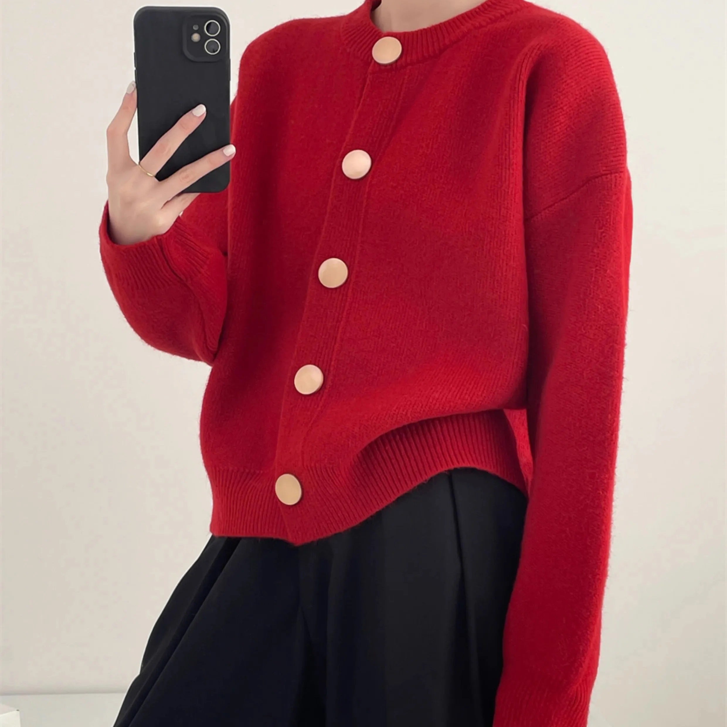 Stickad lös cardigan för kvinnor