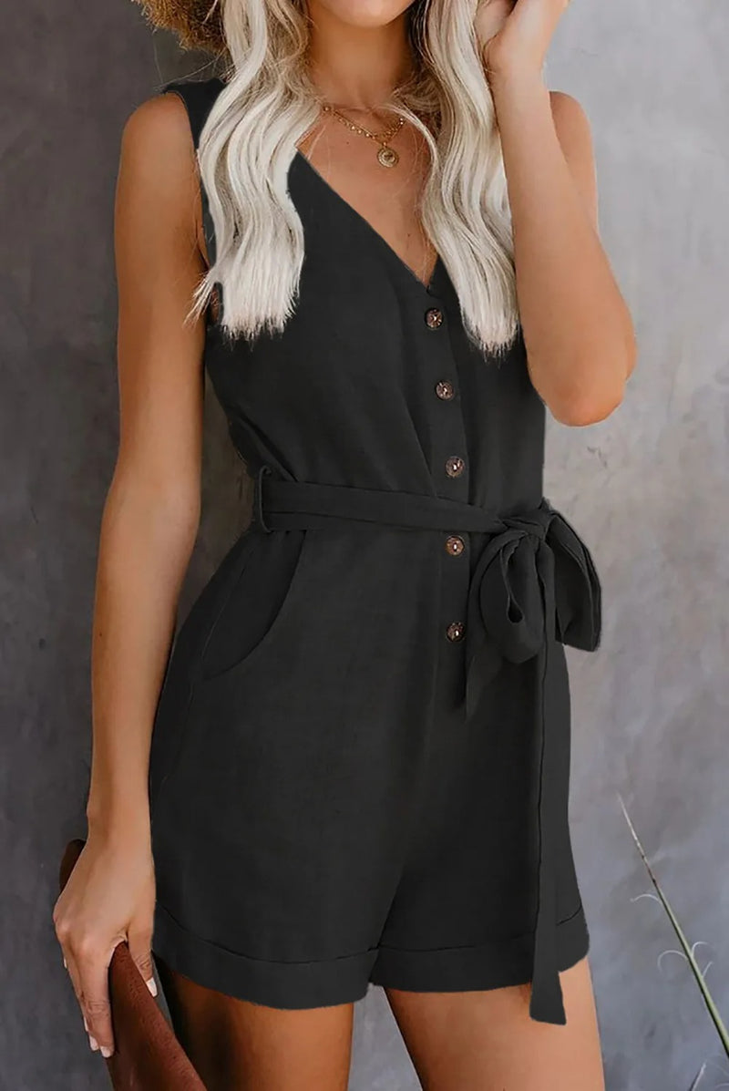 Avslappnad V-ringad jumpsuit för kvinnor