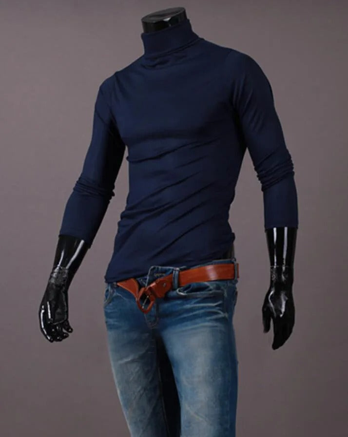 Thermal Slim Fit Vintertopp med hög hals för män