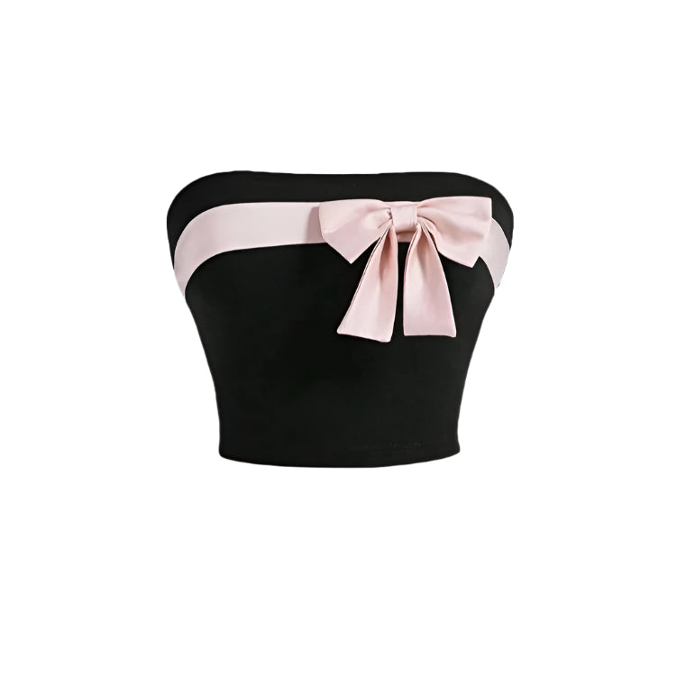 Bow-Knot Strapless Crop Top för kvinnor