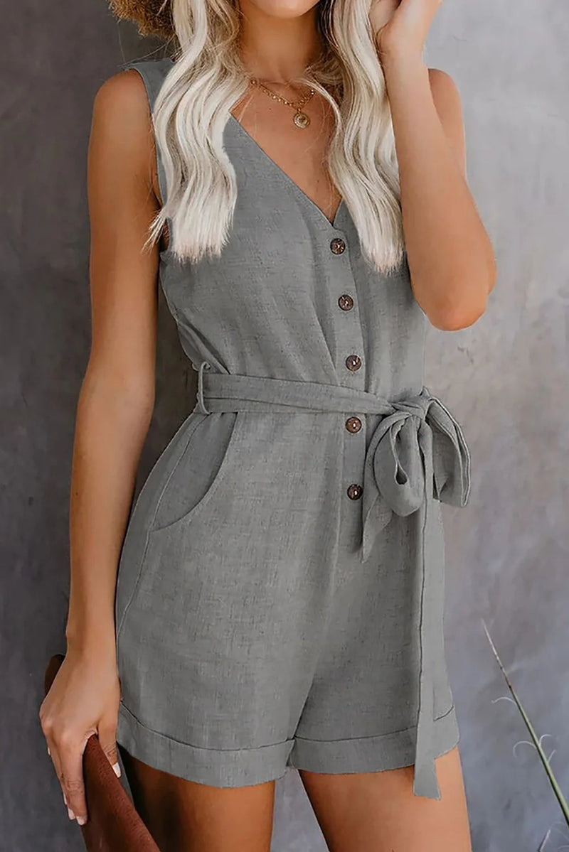 Avslappnad V-ringad jumpsuit för kvinnor