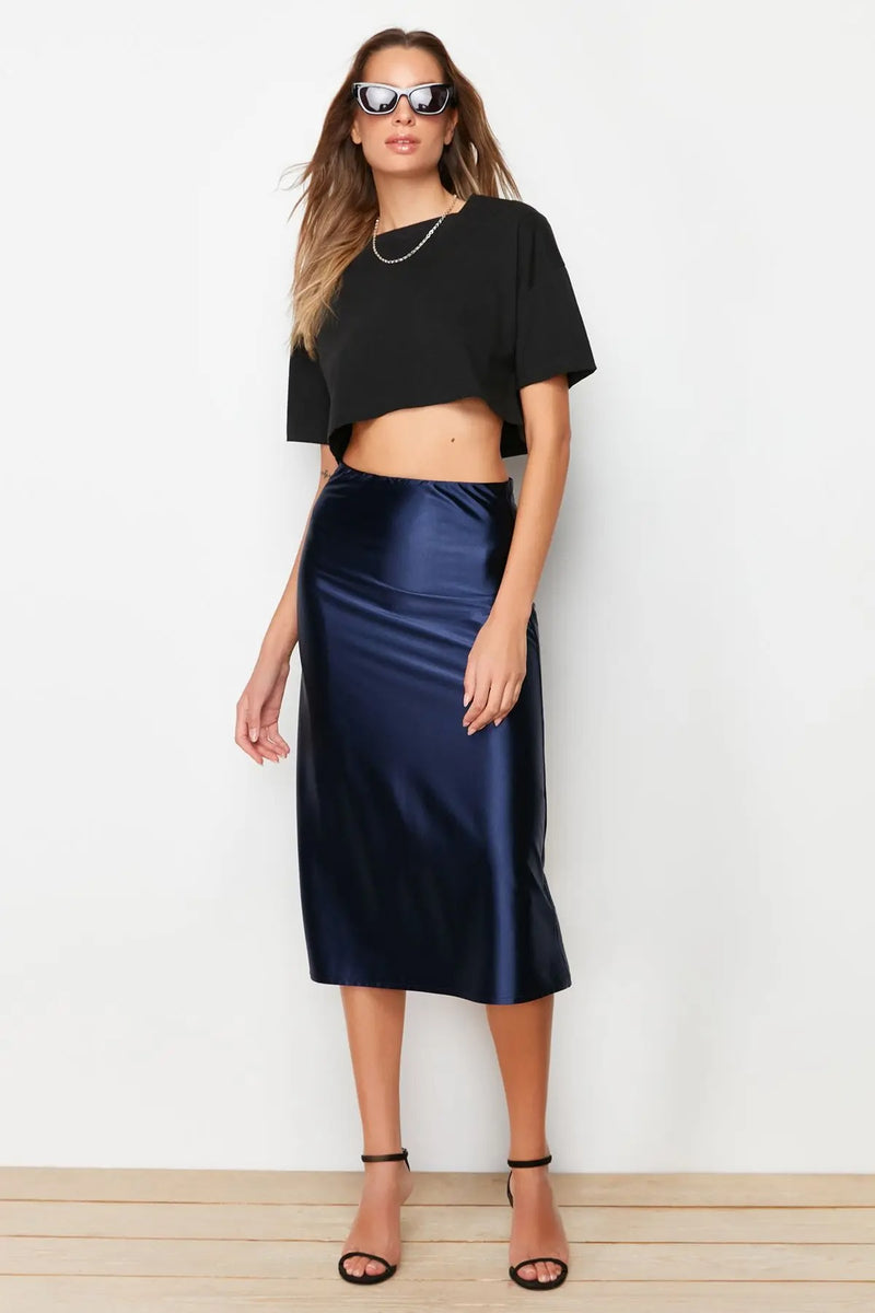 Kvinnors Casual Knit Plisserad kjol