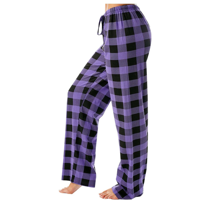 Rutig pyjamas med tryck för kvinnor