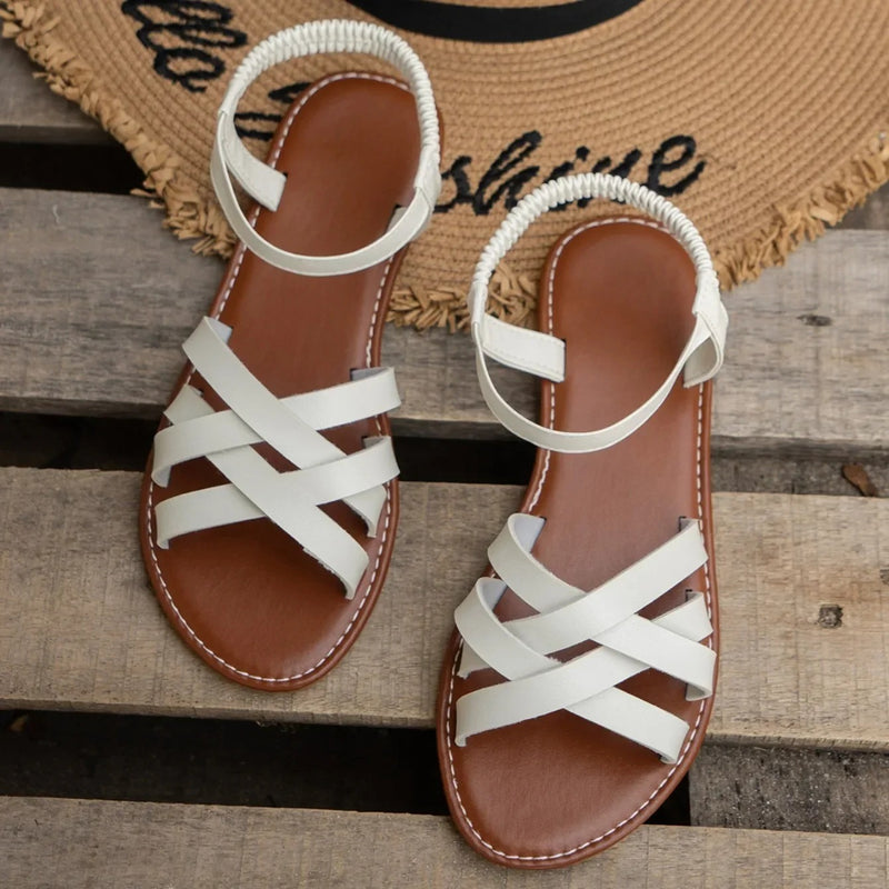 Platta sandaler med elastiskt band för kvinnor