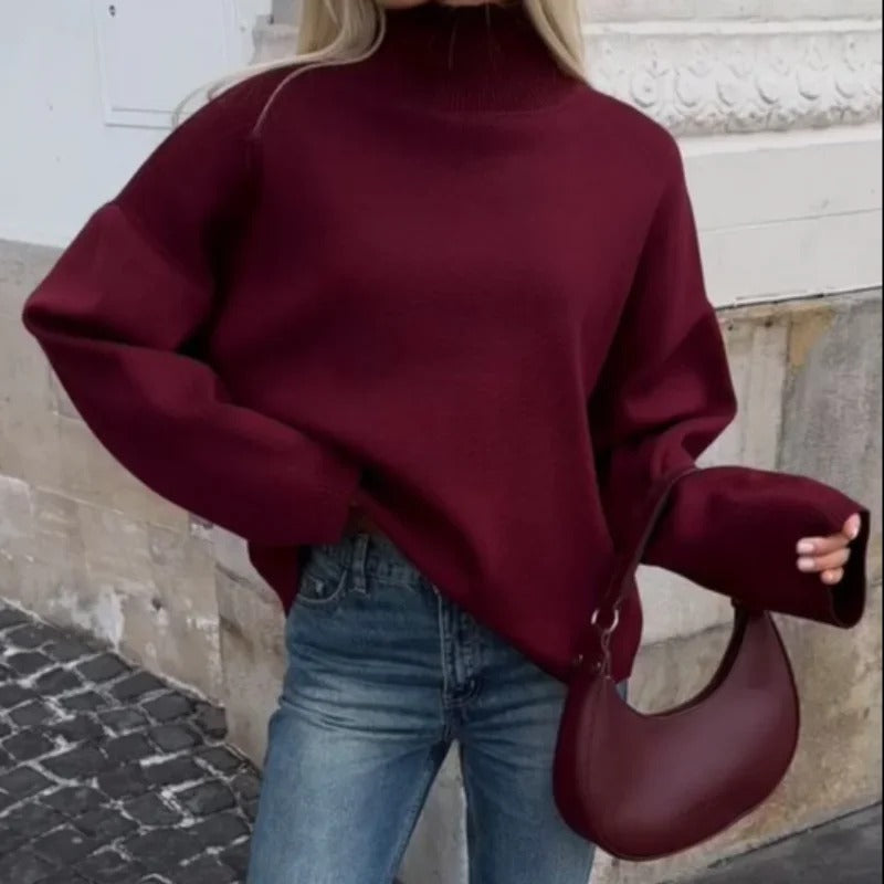 Casual stickad tröja med ståkrage