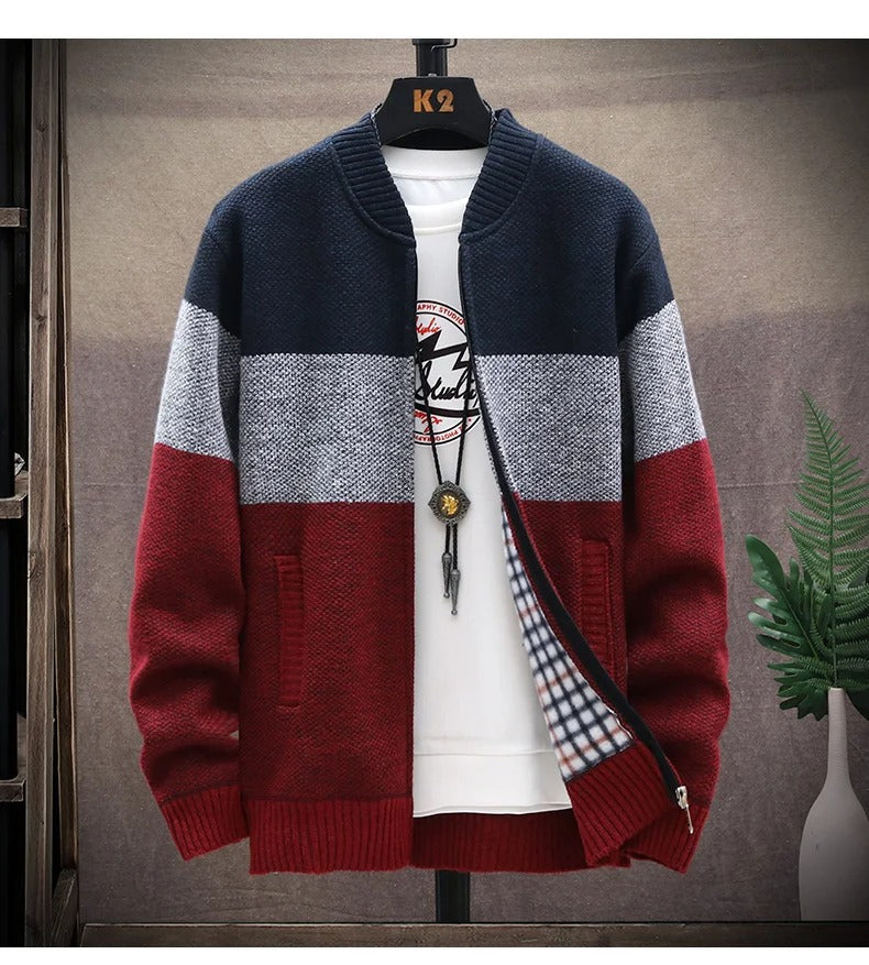 Fleece Cardigan med kontrasterande rand för män