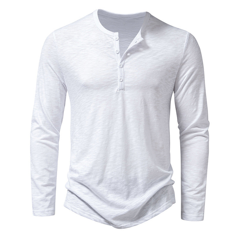 Långärmad T-shirt med Henleyhals för män