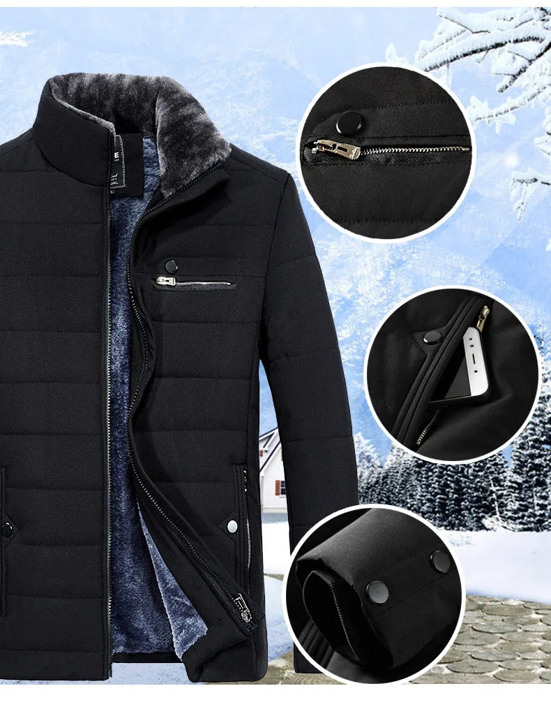 Windbreakerjacka med pälskrage för män