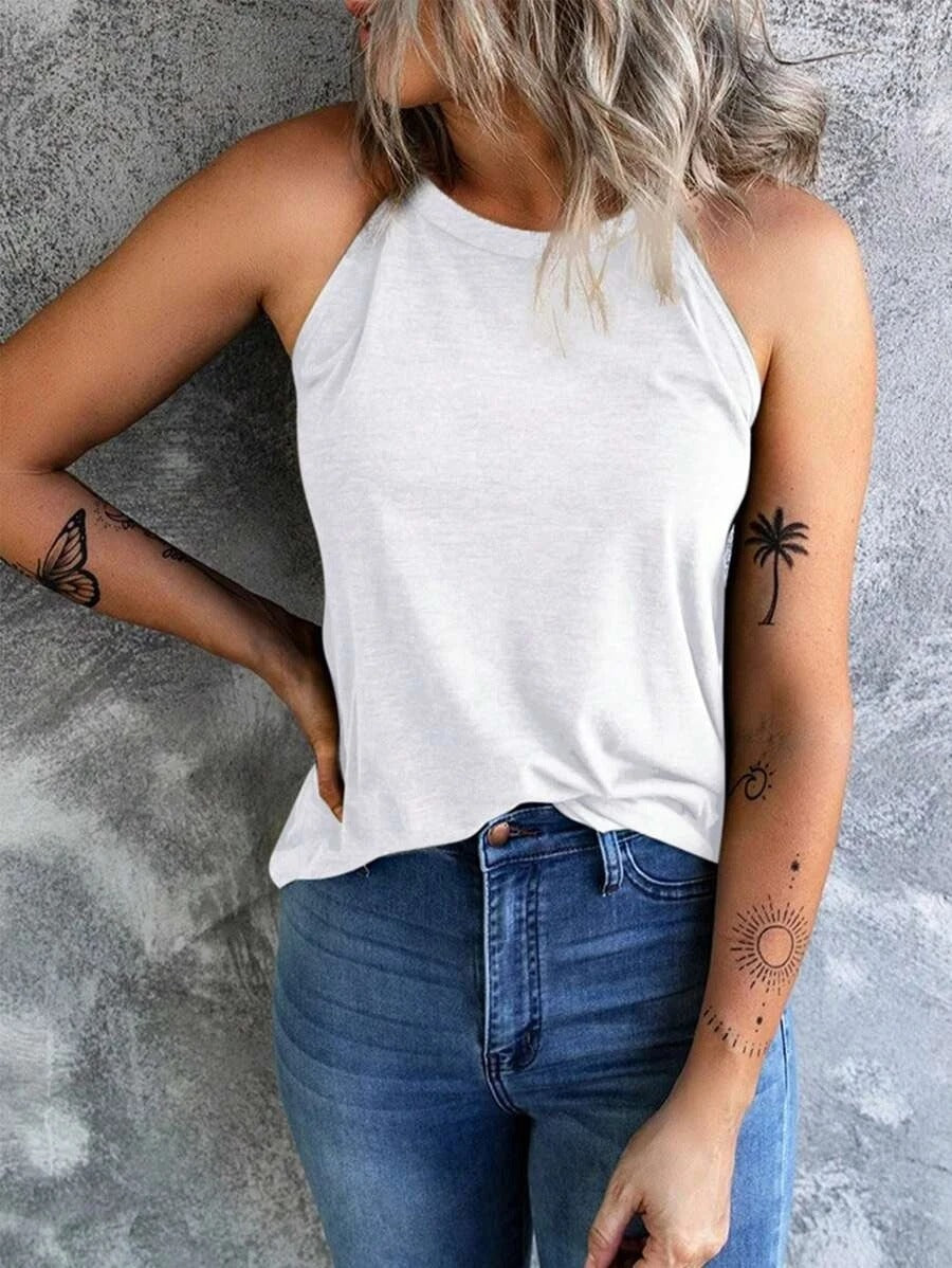 Ärmlös halterneck-linne för damer
