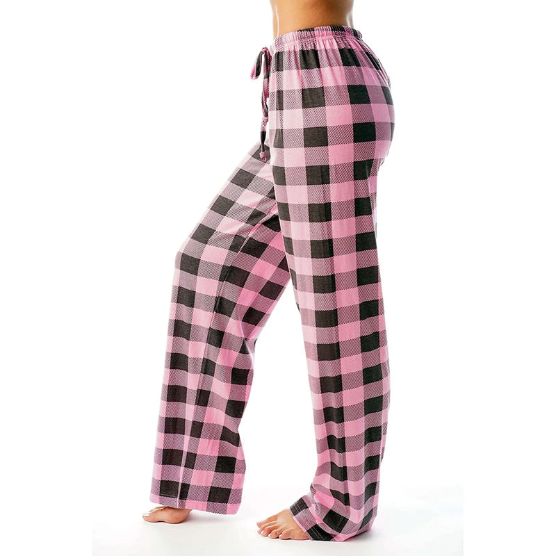 Rutig pyjamas med tryck för kvinnor