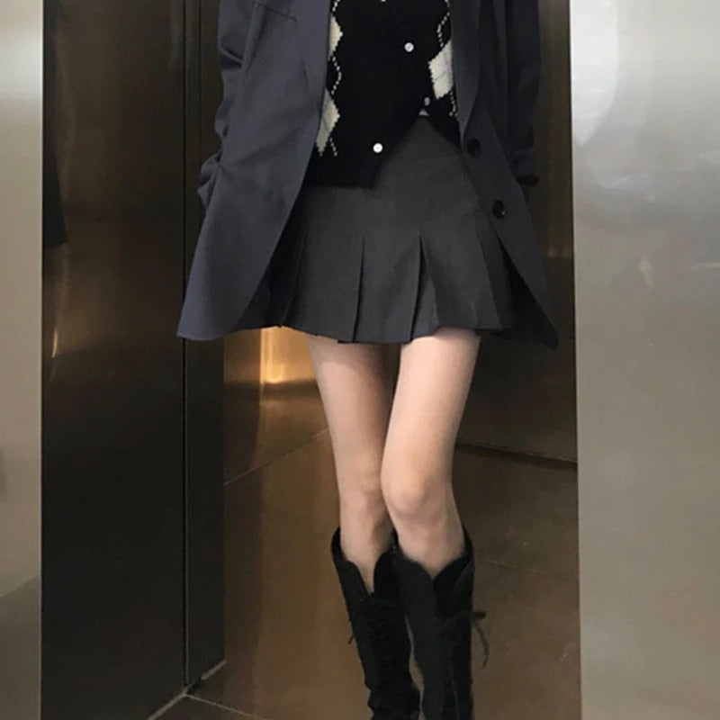 Veckad minikjol med hög midja för kvinnor