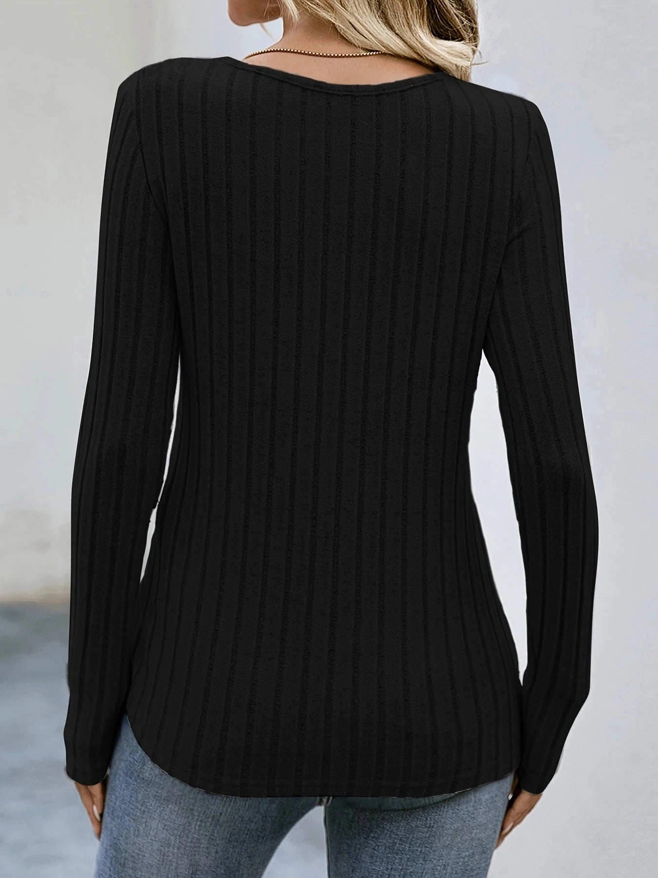 Button down-topp med fyrkantig hals för kvinnor